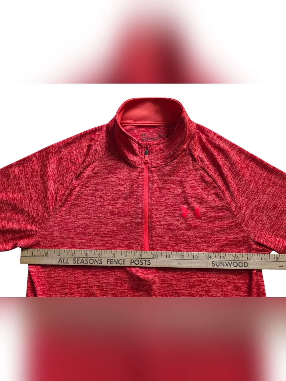 Under Armour Small Red Space Dye Heat Gear 1/4 Zip Performance Workout Pullover - Picture 7 of 9